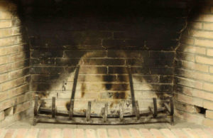 smoke stained fireplace